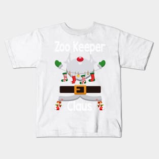 Zoo Keeper Claus Santa Christmas Costume Pajama Kids T-Shirt